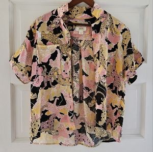 MAEVE- Printed Buttondown Surf Shirt Linen Leopard Parrot Oversized